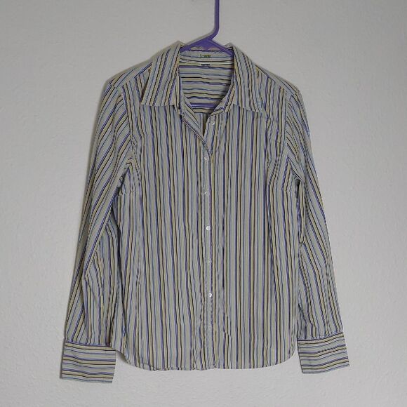 J Crew Blue and Yellow Striped Casual Button Down Shirt - Picture 1 of 6